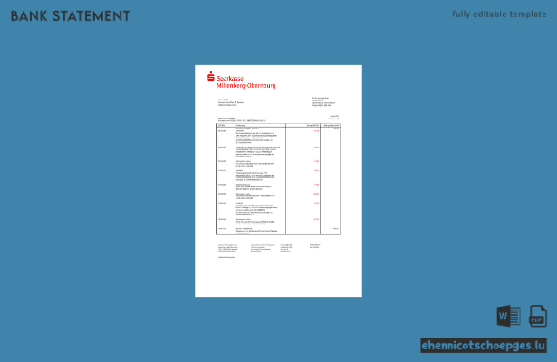 Germany Sparkasse Miltenburg-Obernburg bank statement word sample preview
